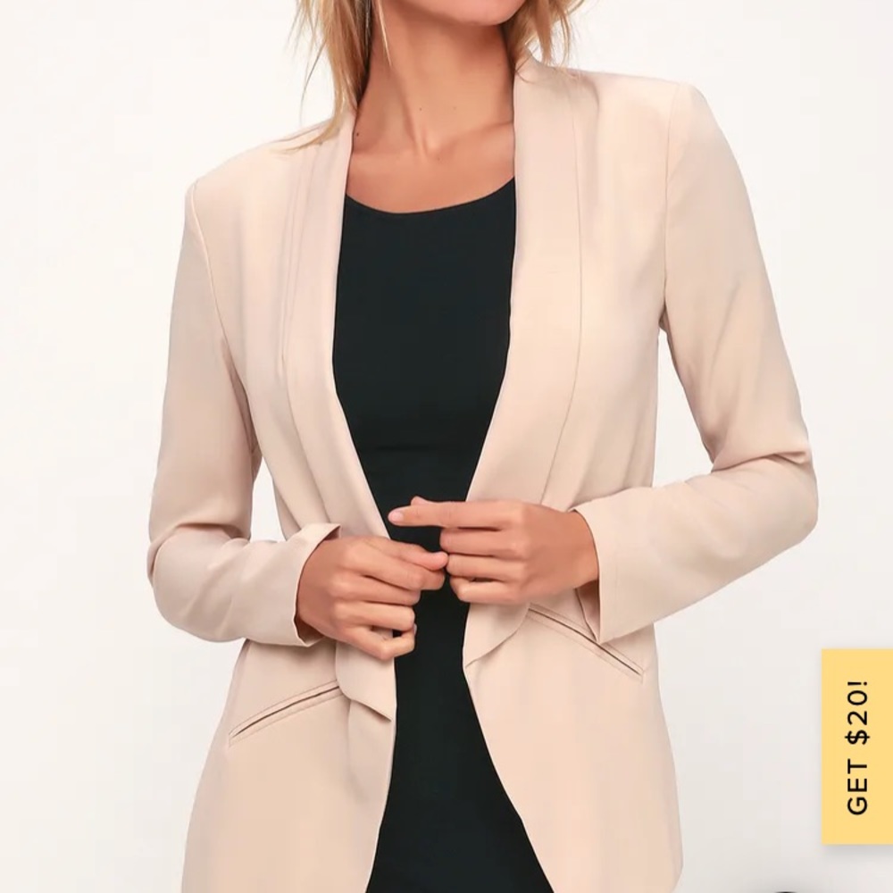 Lulu’s Miss Punctuality lightweight taupe blazer